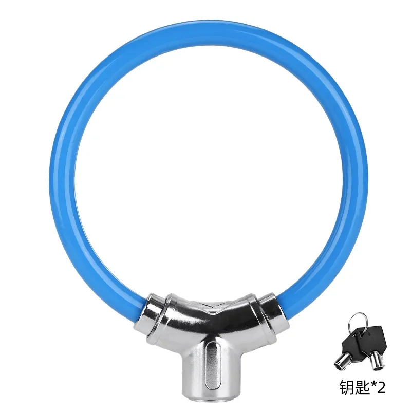 Bike Lock Thick Steel Cable & Alloy Ring Cut-Resistant Waterproof for Mountain/Road/E-Bikes Bicycle Accessories Sports cycling: Blue