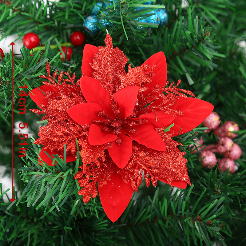 Juleblomster juleglitter kunstige blomster juletreoppheng julepynt juledekorasjon gjør-det-selv-utstyr: S / Militærgrønn