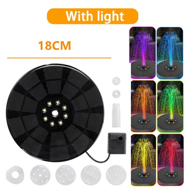 Mini Solar Water Fountain Pool Pond Waterfall Fountain Garden Decoration Outdoor Bird Bath Solar Powered Fountain Floating Water: 18cm Clear nozzle