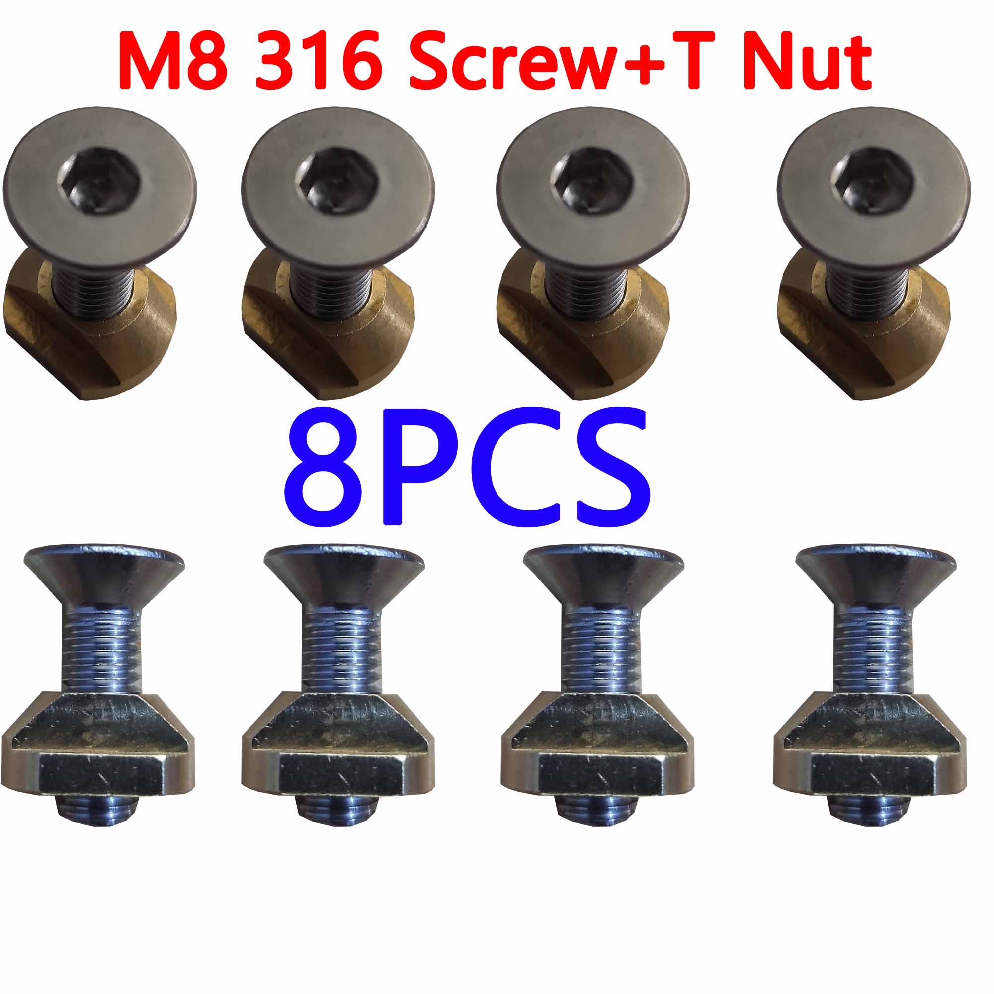 Draagvleugelboot Montage Inbussleutel Schroeven (25Mm En 30Mm) En M8 T-Moeren: 8pcs