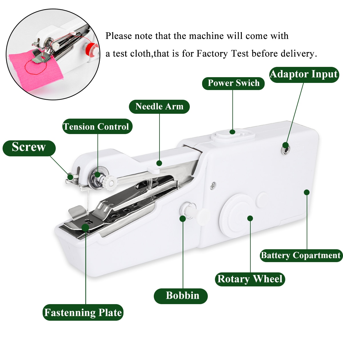 Handige Elektrische Tailor Machine Draagbare Huishoudelijke Mini Quick Stitch Naaien Handwerken Cordless Kleding Stoffen