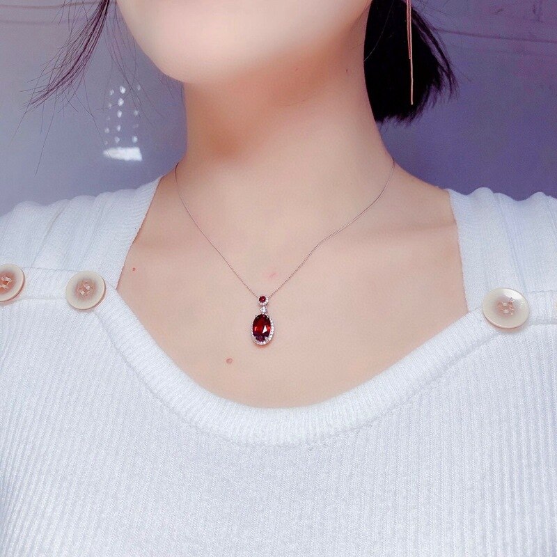 Vintage 4ct vermelho garnet pingente real 925 prata esterlina casamento pingentes colar para festa de noiva feminino gargantilha jóias presente