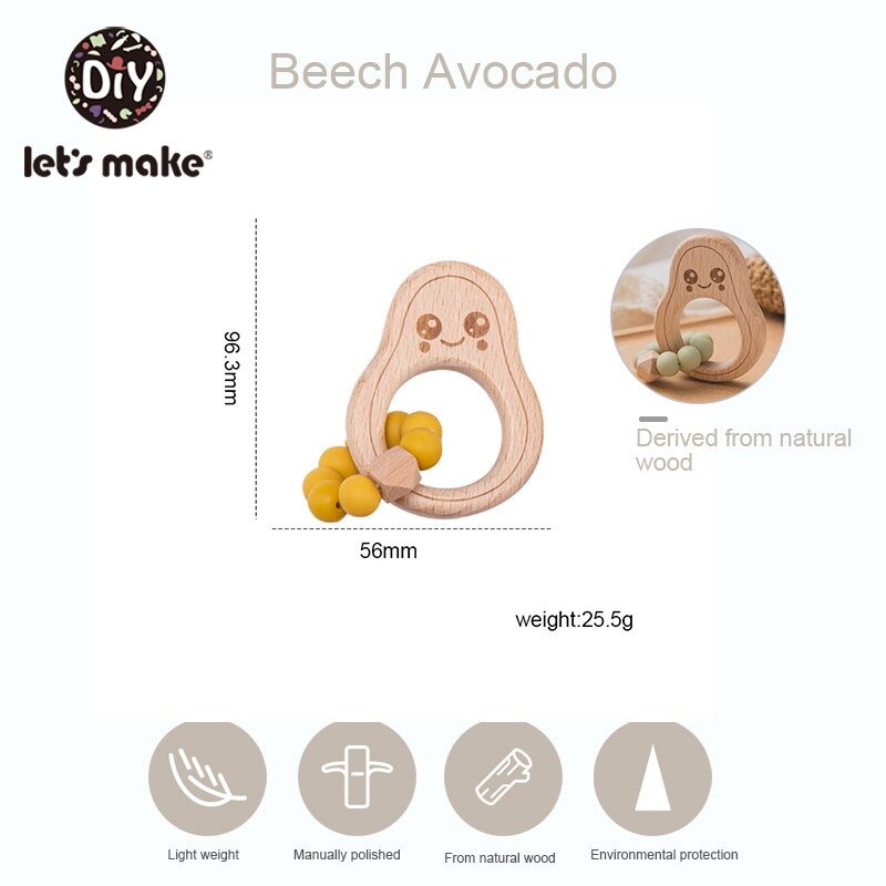 Laten We Chew Silicone Bijtring Kralen Avocado Armband Siliconen Crib Accessoires Tandjes Kralen Fopspeen Chain Baby Rammelaar