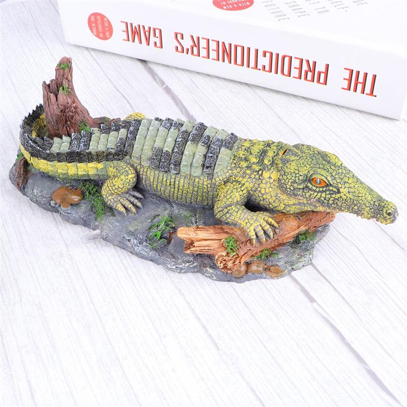 Aquarium zuurstofpomp hars krokodil decoratie voor aquarium vissenkom krokodil vorm zuurstofpomp landschap luchtbel ornament: 01