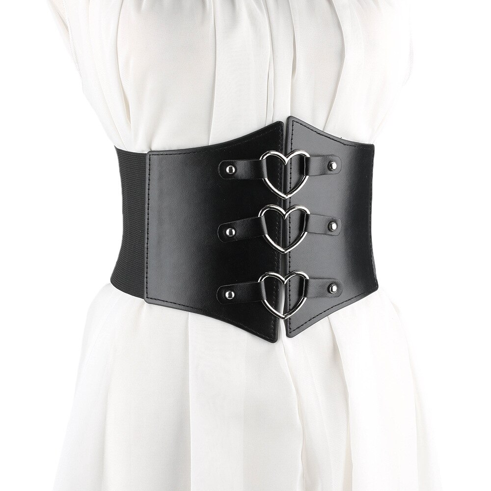 SISHION Schwarz Punk Gürtel Für Frauen Taille Korsett Breite PU-Leder Abnehmen Körper Gürtel Herz Elastische Bund Einstellbare VD2911