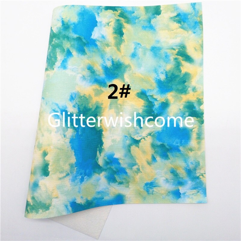 Glitterwishcome 21X29CM A4 Size Tie Dye Cloundy Faux Leer Synthetisch Leer Met Zacht Vilt Backing Voor Maken Bows GM172C