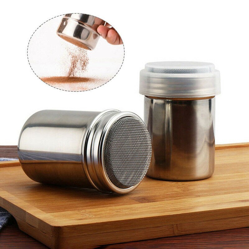 1PC Stainless Steel Coffee Shaker with Lid Filter Chocolate Sugar Cocoa Flour Sugar Cinnamon Sifter Sieve Kitchen Tools Gadget