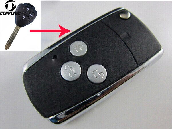 3 knoppen Gewijzigd Flip Afstandsbediening Sleutel Shell Blanks Voor Toyota Camry Reiz FOB Autosleutel Blanks Case