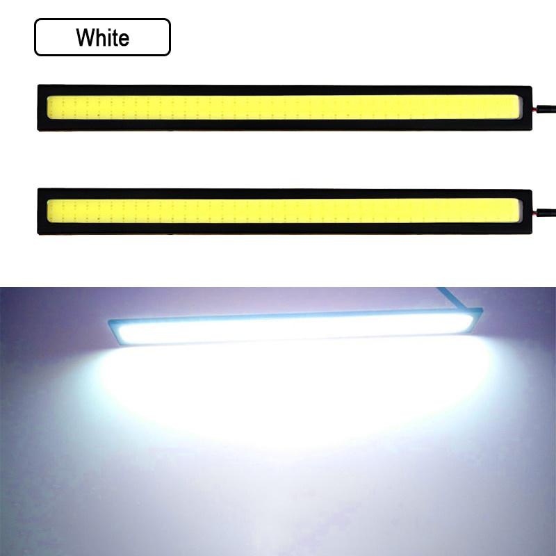 10PCS 17CM LED DRL Waterproof Driving Daytime Running Lights Strip 12V COB LED Car Aluminum Stripes Lights: WHITE