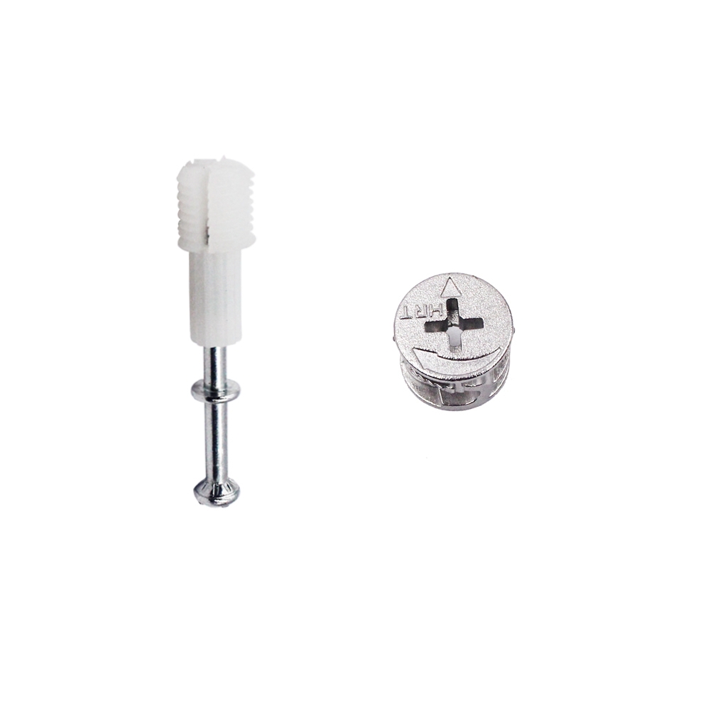L 51Mm Garderobekast Meubelconnector Verdikte Excentrische Wielschroefbevestigingsmiddel M10 Witte Snelpasstang 2 In 1 Schroefset