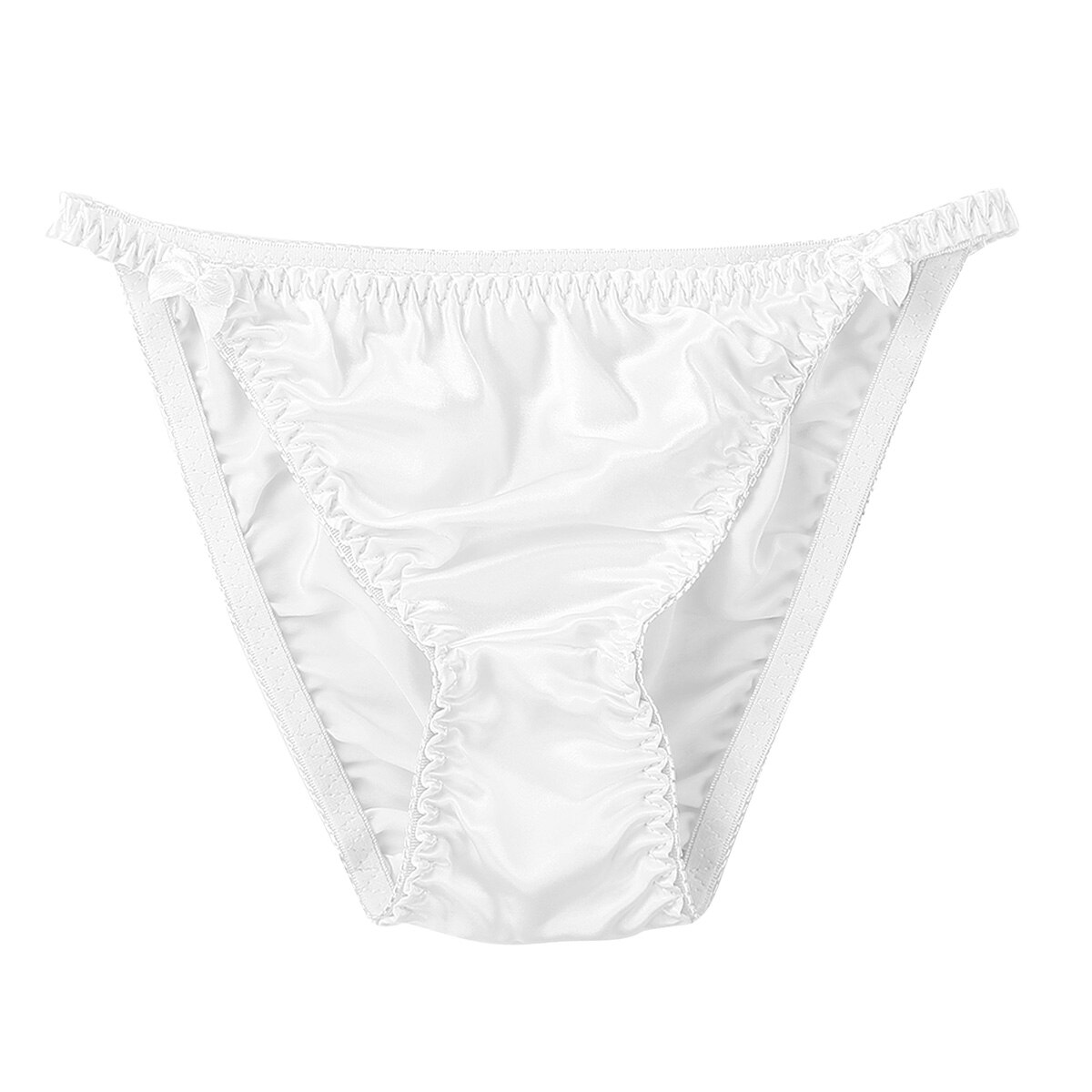 Vrouwen Slips Sexy Zijde Glad Zacht Ondergoed Vrouw Elastische Tailleband Lingerie Slipje Laagbouw Hoge Cut Pure Kleur Onderbroek: White / M