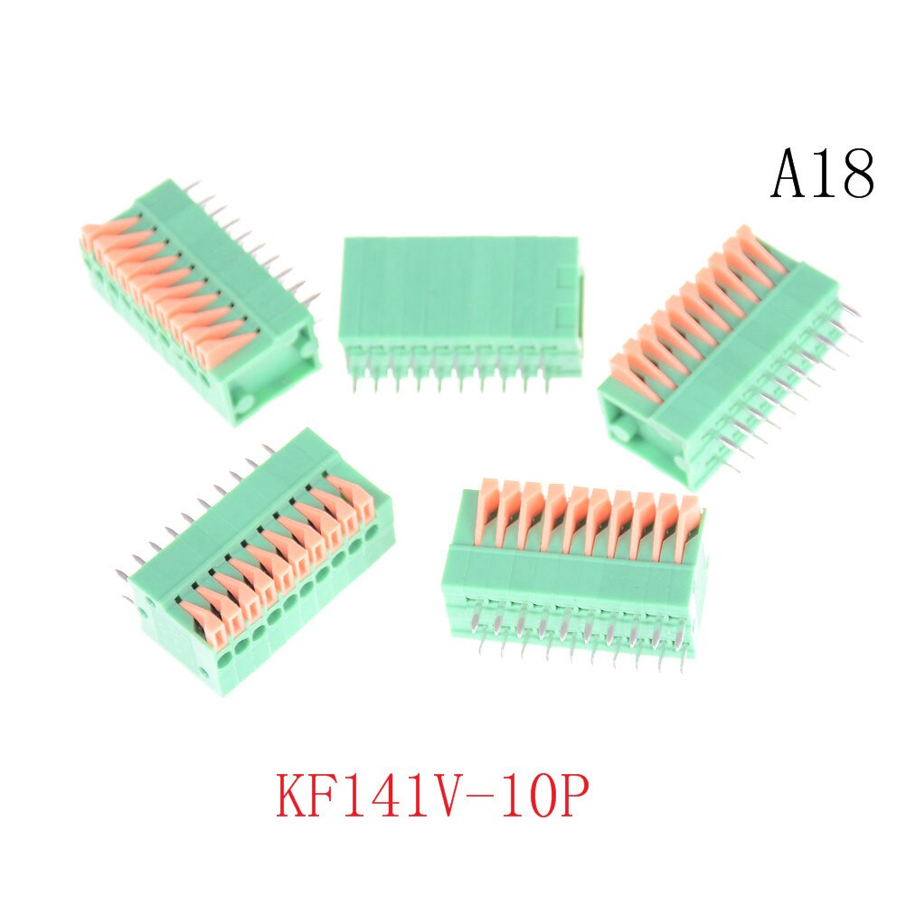 5Pcs KF141R KF141V 2.54Mm Pitch Pcb Rechte Voet Connectors 2/3/4/5/6/7/8/9/10P Lente Screless Koper Terminal Block: 18