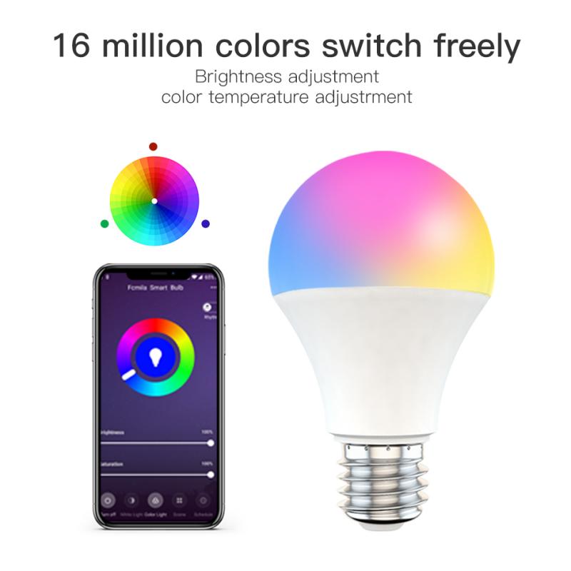Smart WiFi Dimming Light Bulb 15W RGB+CCT TImer Voice Control Work With Alexa Google Home Smart Color Changing Light Bulb