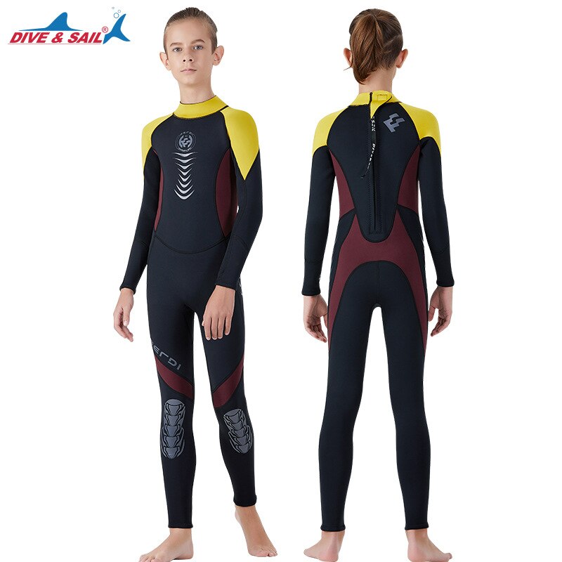 teenage wetsuit 2.5mm neoprene boys girls diving suit keep warm wet suit for cold water full suit for swimming