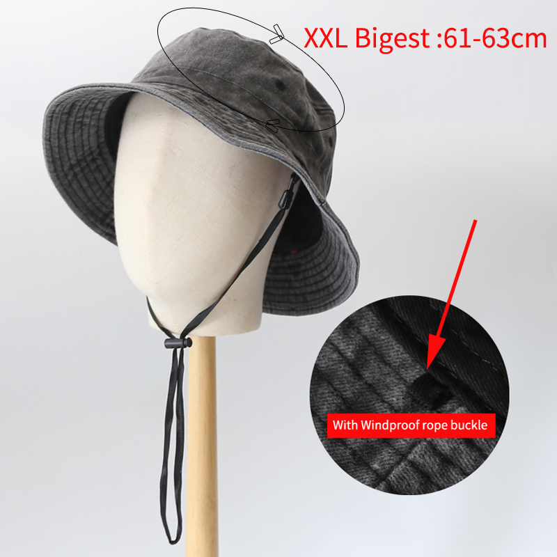 Grote Kop Plus Size Emmer Muts Voor Mannen Puur Katoen Panama Visser Hoed Koreaanse Man Vrouwen 59Cm 60Cm 62Cm 63Cm Zonnehoed