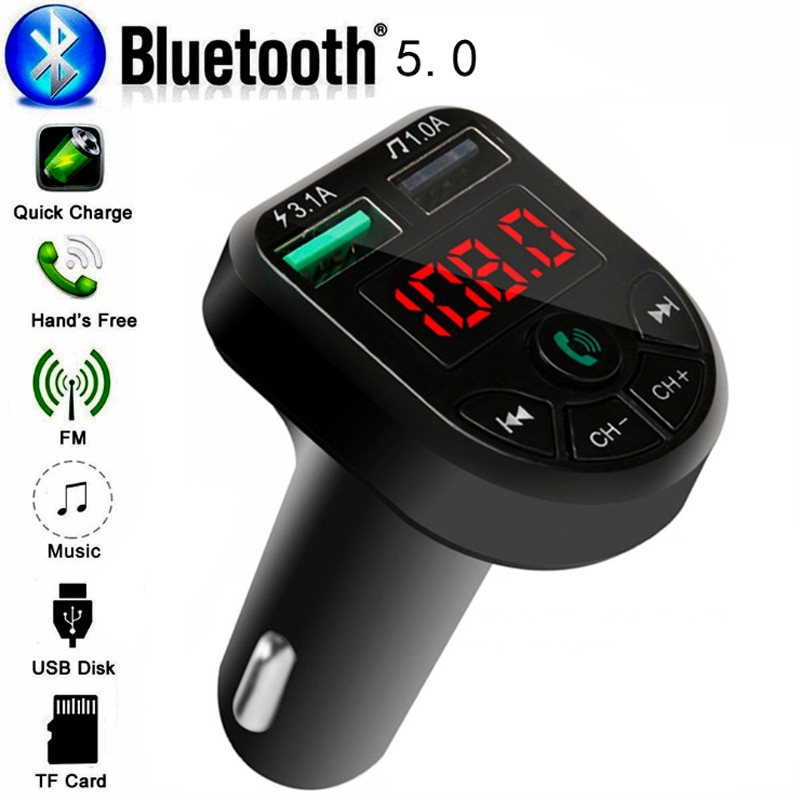 Auto Fm-zender Wirless Handen Gratis MP3 Speler Bluetooth 5.0 Voor Auto Kit Dual Usb Auto Fast Charger Fm Modulator accessoires