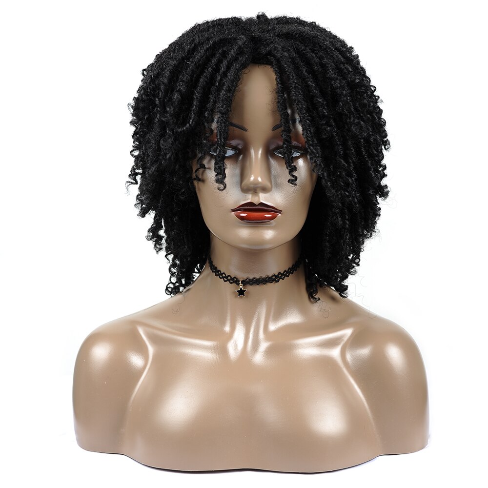 Short Dreadlock Twist Wig for African Women Soft Dread Twist Loc Crochet Wigs Black Synthetic Faux Locs Crochet Braided Wigs: #1B