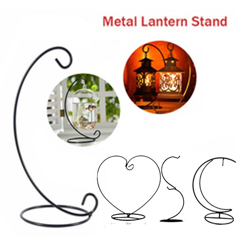 Soporte colgante de hierro en forma de corazón/Luna, florero de vidrio para plantas,