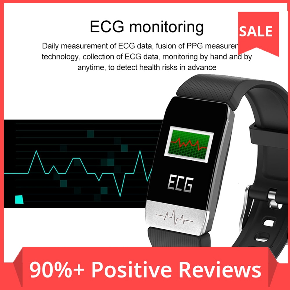 Smart armbånd ecg + ppg kropstemperatur fitness tracker blodtryk vandtæt musik kontrol smart band sport