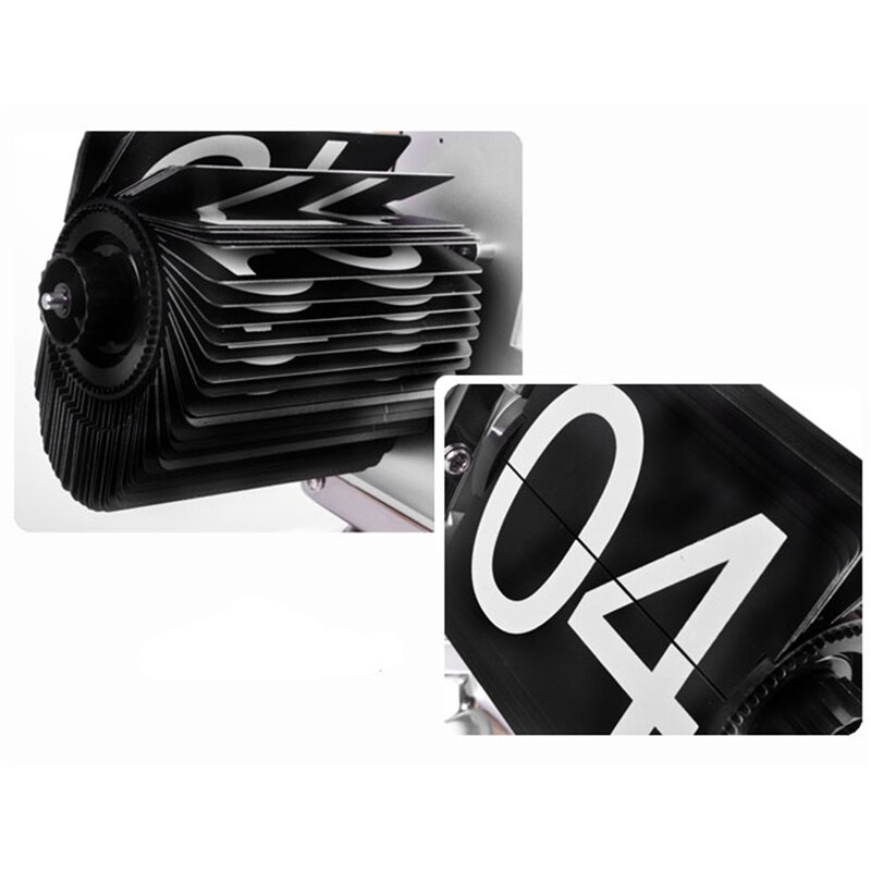 Retro Flip Clock Stainless Steel Small Scale Table Clocks Home Desktop Flip Internal Gear Operated Quartz Clock