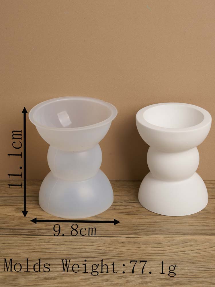 Moule en silicone géométrique semi-transparent ci-après, plâtre bricolage, béton, compte tenu du bougeoir, pot de stockage, moule en résine, décoration d'intérieur: Gris clair