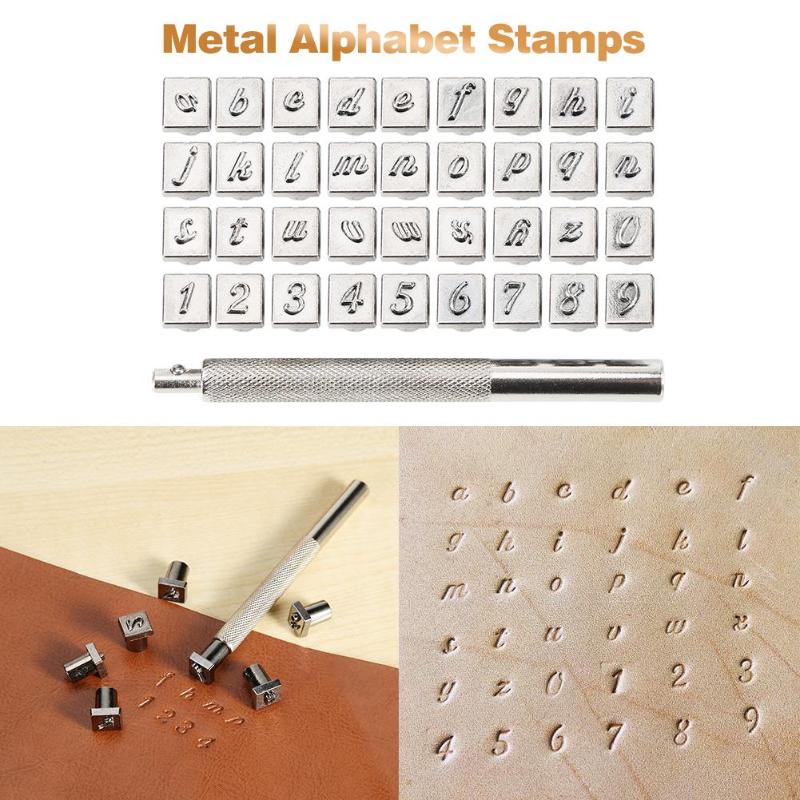 36 stk stål alfabet nummer stempel punch sæt til læder håndværktøjssæt
