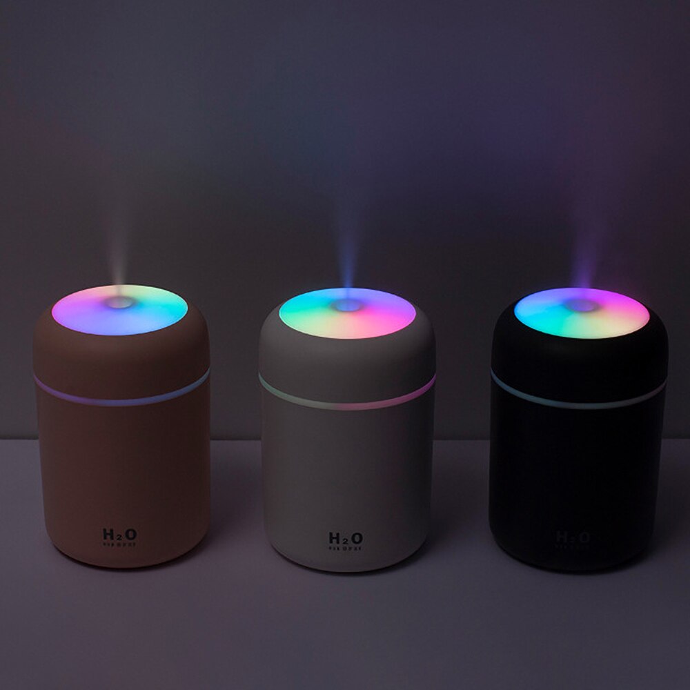 Humidificador de aire USB para coche de 300mL con difusor de Aroma de luz LED, Mini difusor purificador de aire, nebulizador para Auto oficina en casa