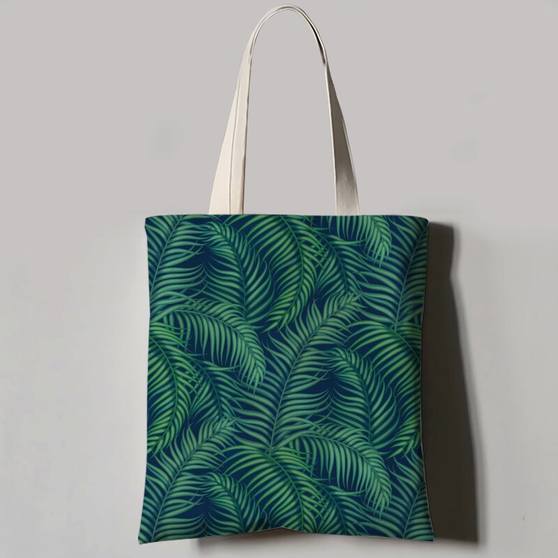 Turtle Leaf Tropical Plant Printed Tote Bag For Women Canvas Bag Ladies Shoulder Bag Outdoor Casual Tote Foldable Shopping: 5