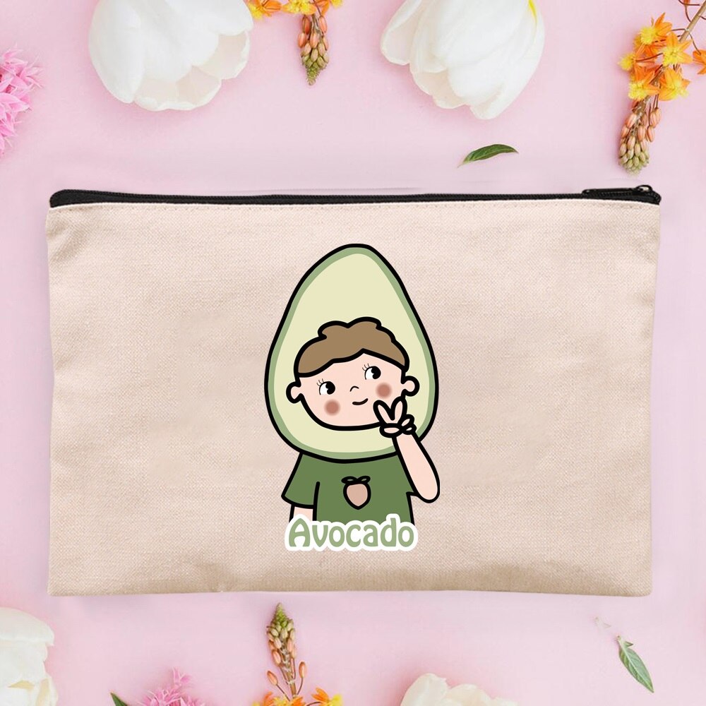 Women&#39;s Cosmetic Cases Avocado Pattern Lipstick Bag Zipper Cover Beautician Toiletry Makeup Pouch Coin Purse Pencil Case: 4Avocado010