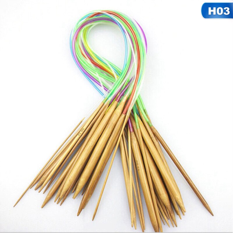 Multicolor tube 18 stuks/set bamboe rondbreinaalden set 40-120cm: 80 cm