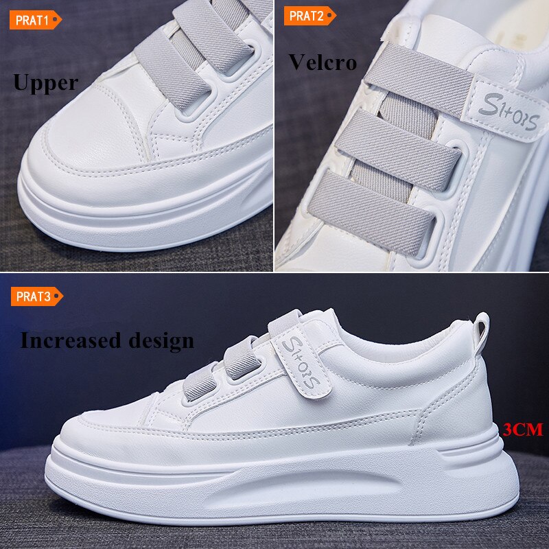Damen Leichte Klett Kleine Weiße Schuhe Komfortable Hohe und Niedrigen Turnschuhe Wanderschuhe