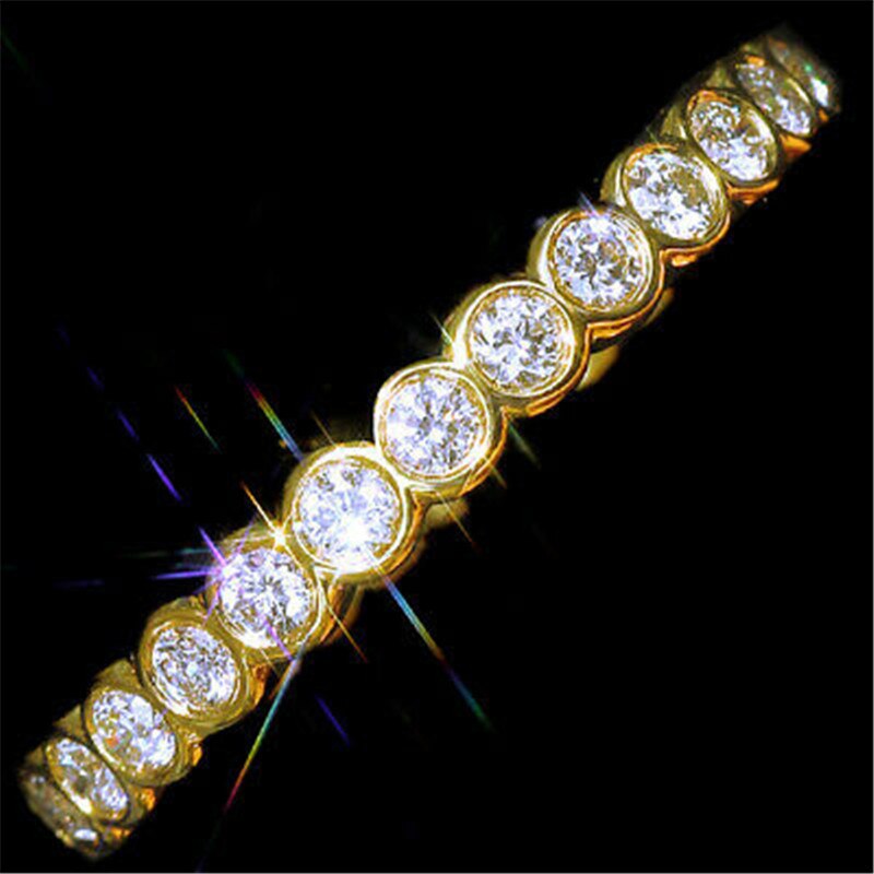 Anillo Eternity Promise para mujer, de Plata de Ley 925 pavé AAAAA cz, anillos de compromiso para boda, joyería de para nupcial