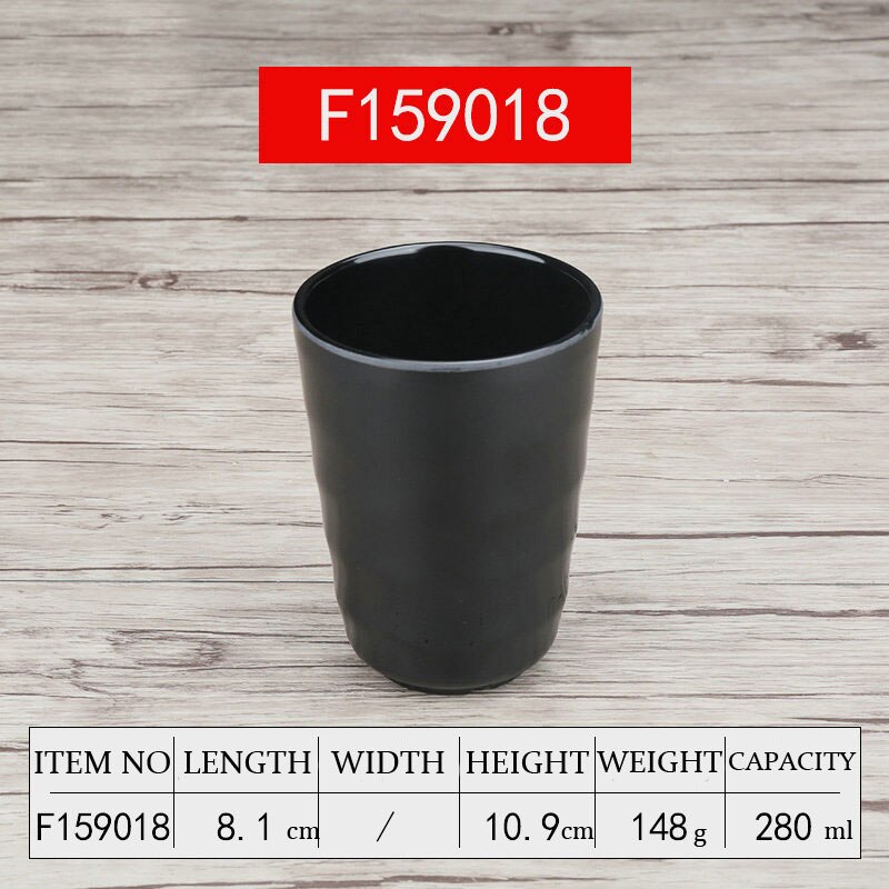 A5 Black Scrub Melamine Tableware Imitation Porcelain Plastic Restaurant Drink Tea Cup Tumblerful Tea Cup Water Coffee Cup 1 PCS: F159018