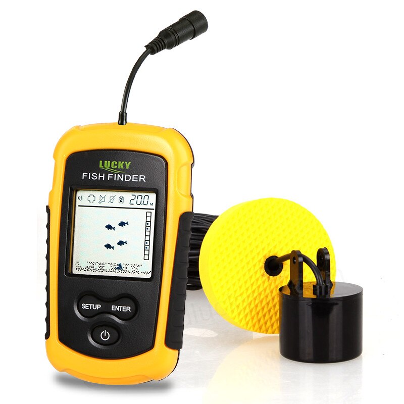 Kannettava Sonar LUCKY Fish Finder - LCD-näyttö, Langallinen Anturi 200Khz, 45°, 100m Syvyys