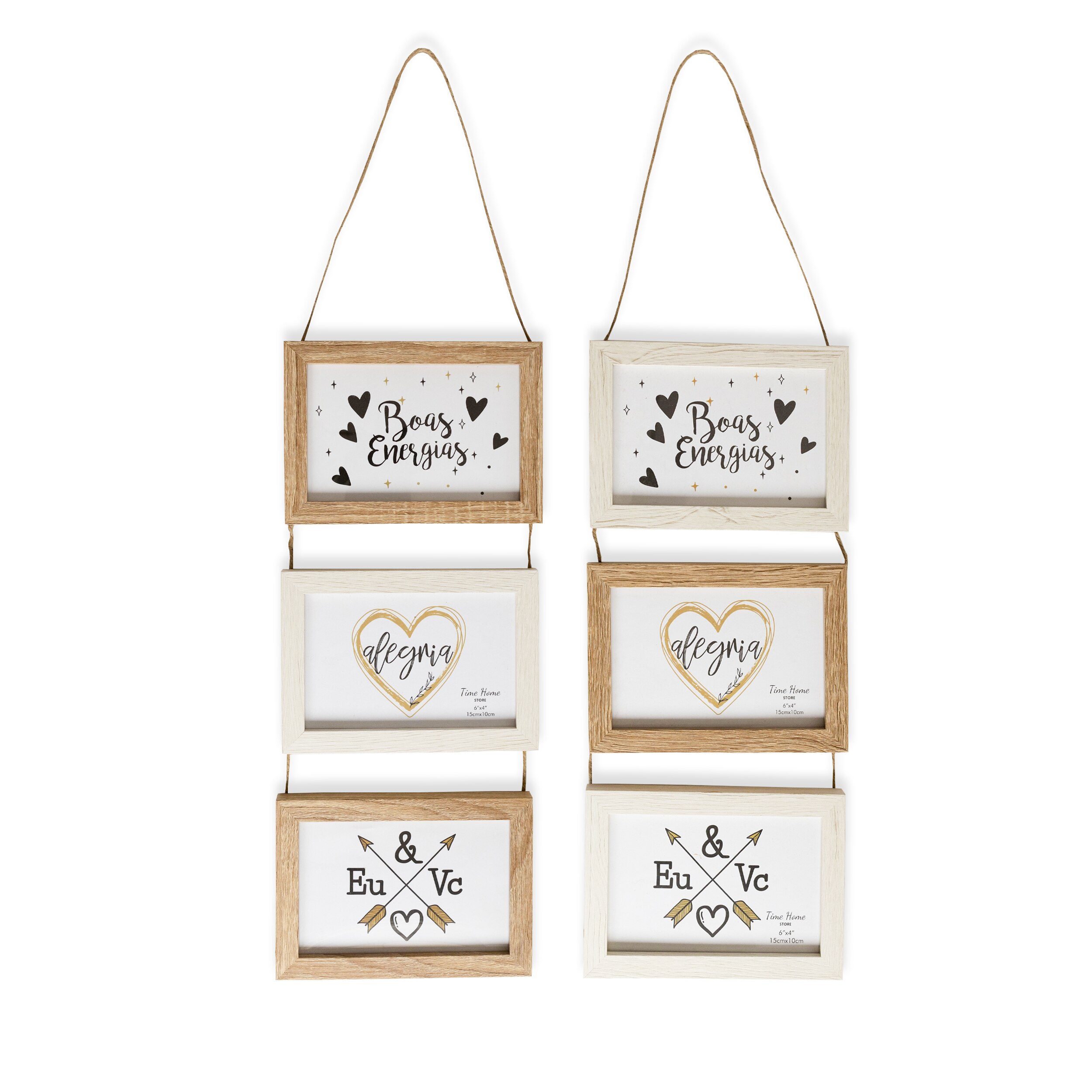 Set wooden Triple photo frames for wall hanging-Original Collage for Photos 10x15 cm