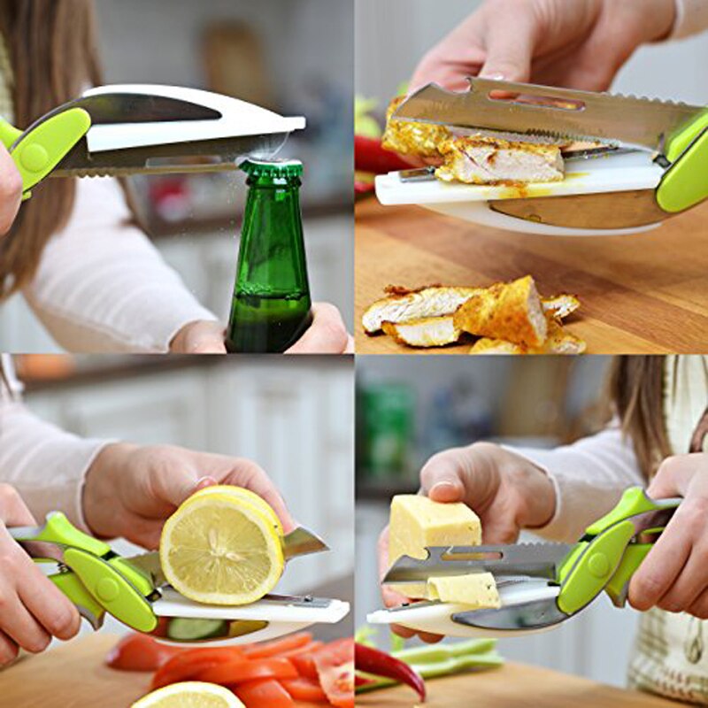 smart 6 in 1 cutter utility cutter Knife and board stainless steel cutter vegetable fruit cutter Scissors box packing