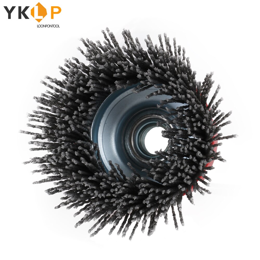 4" Cup Nylon Abrasive Brush Wheel M14 X 3inch P80 Pile Polymer-abrasive For Angle Grinder Tool 80/120#