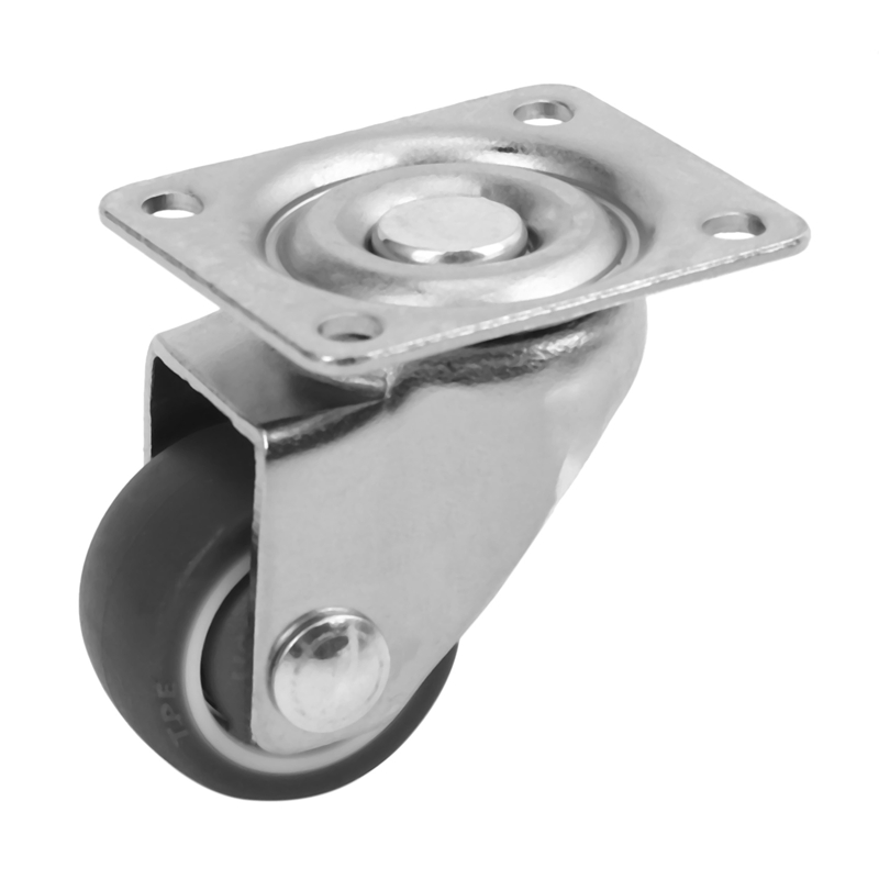 12 Pack 1 Inch Low Profile Casters Wheels Soft Rubber Swivel Caster with 360 Degree Top Plate 100 Lb Total Capacity