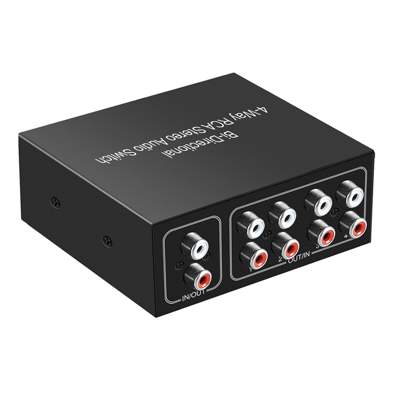 4 Way Stereo L/R Sound Channel Bi-Directional Audio Switcher 4 in 1 Out/1 in 4 Out Audio Switch Splitter for Speaker