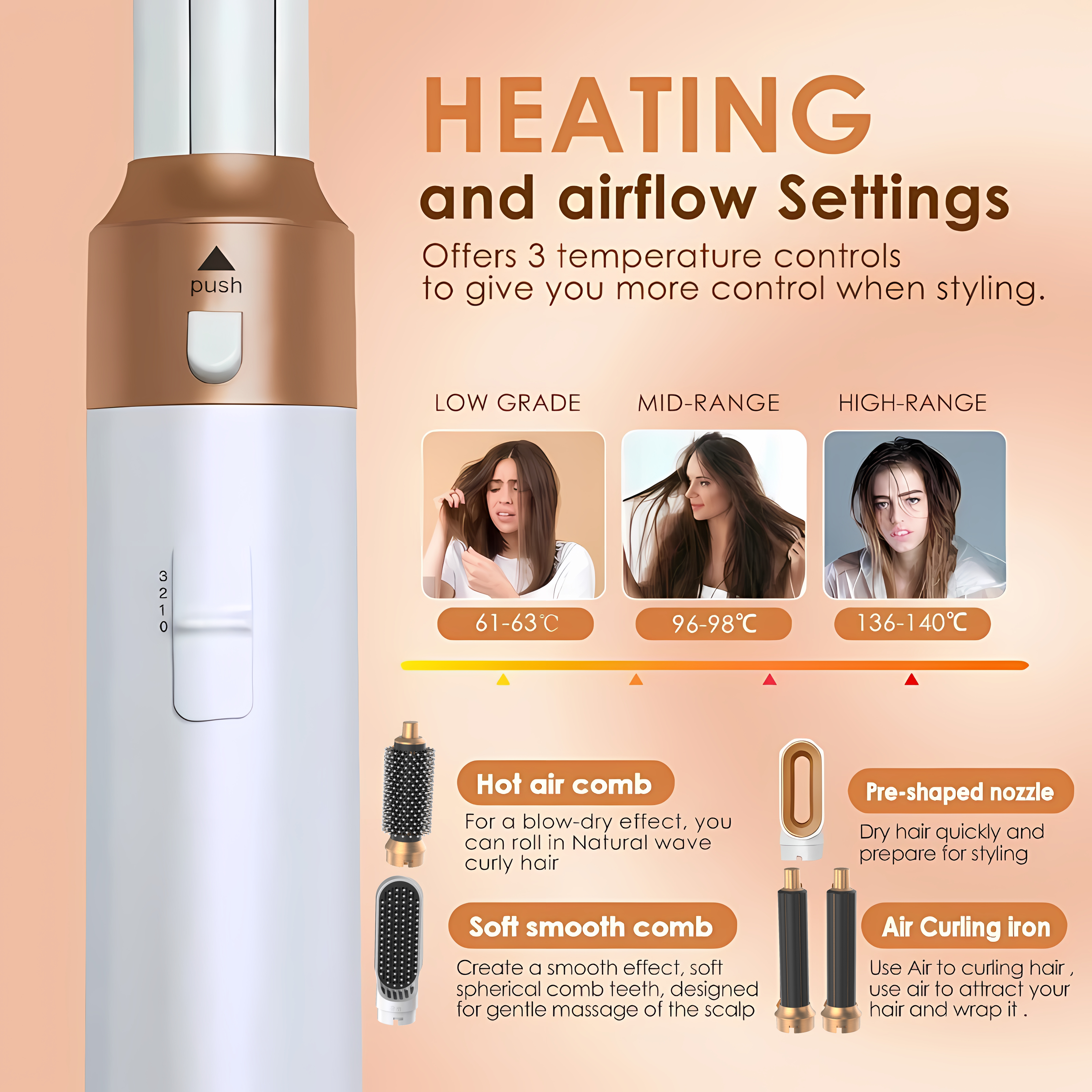 5-in-1 Föhn Kam Set Professionele Krultang Stijltang Styling Tool Airwrap Föhn Huishouden