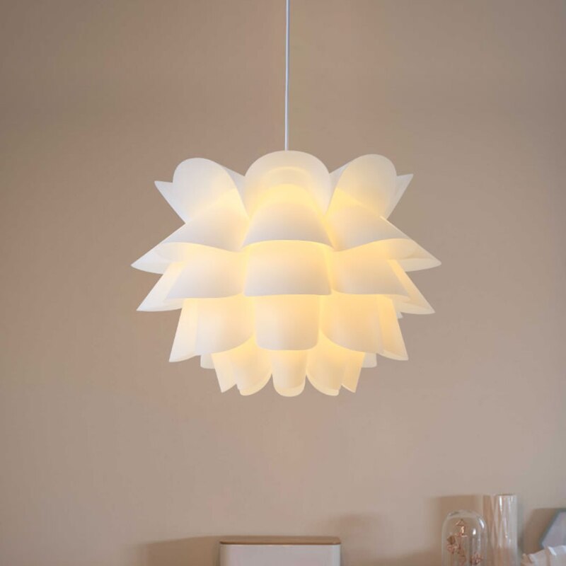 Lampeskærm lampe moderne lotus 5 flayers blomst lampeskærm til loft vedhæng lys stue soveværelse hjem indretning: 33 48cm