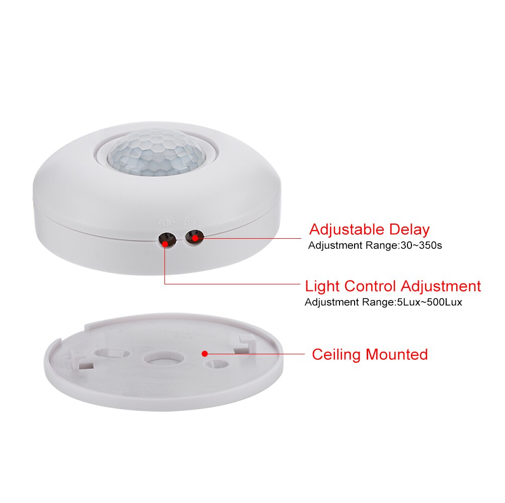 360 Suction Point Infrared PIR Motion Sensor Switch Intelligent Brightness Sensor With Time Delay For LED Ceiling Light​​