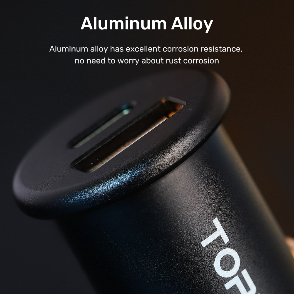 Topk 36W Quick Charge 3.0 Pd Usb C Auto Charger Fast Charger Opladen Type C Voor Iphone 11 12 pro Max Xiaomi Huawei Telefoon Oplader