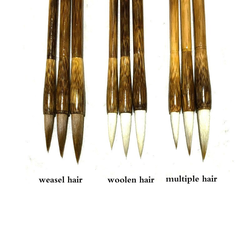 3pcs Calligraphy Brush Traditional Brush Pen Chinese Landscape Painting Regular Script Cursive Script Writing Pen Tinta China