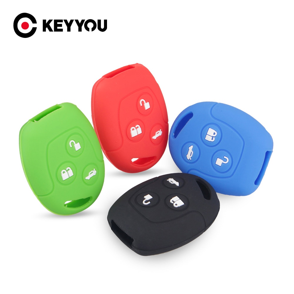 Keyyou 3 Knoppen Silicone Key Cover Voor Ford Mondeo Fiesta Focus C-MAX S-MAX Transit Ka Galaxy Afstandsbediening Houder Case Fob
