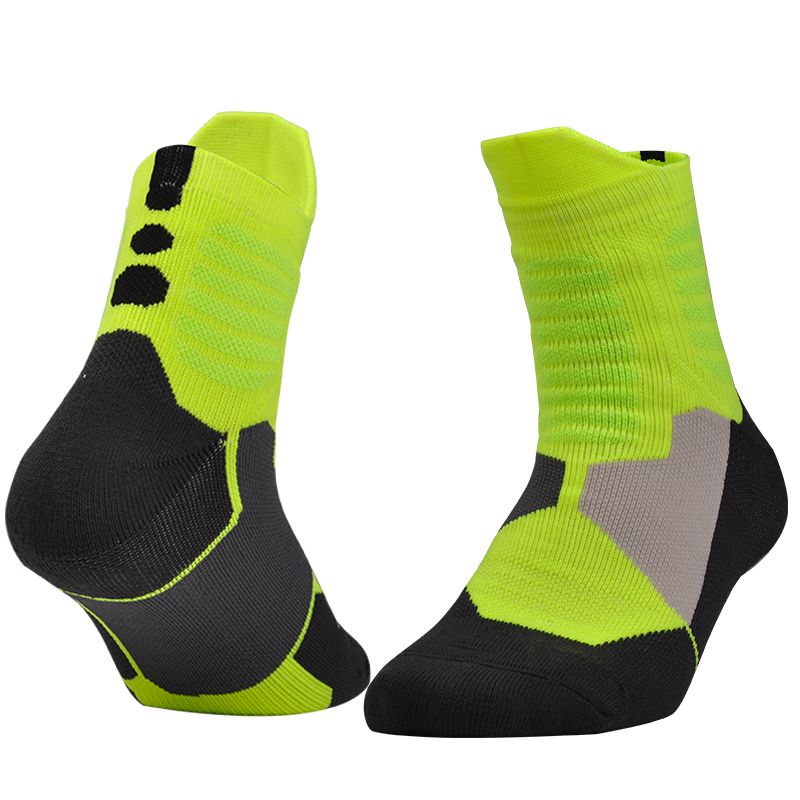 Brothock basketball socken strümpfe professionelle elite engen training handtuch dicken schweiß-saugfähigen sport socken männliche strümpfe: Fluorescent Green