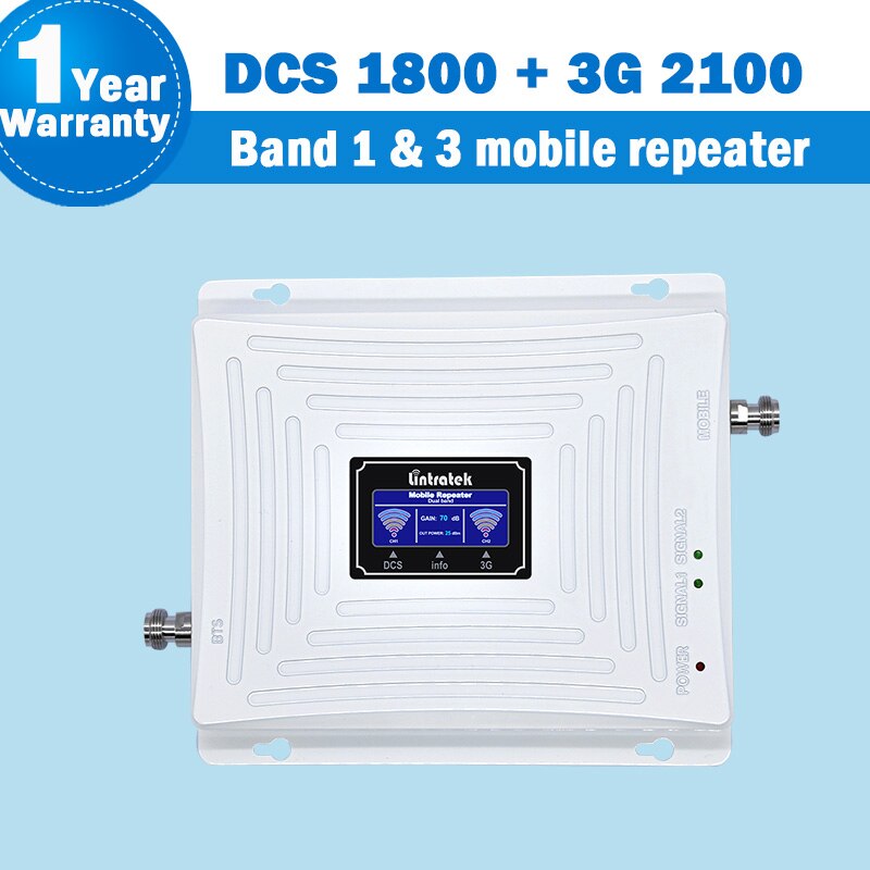 Lintratek 3G 4G WCDMA/DCS/LTE Segnale Dual Band Ripetitore Banda Visualizzazione 1 & 3 1800 /2100 MHz Del Telefono Mobile Cellulare Ripetitore Del Segnale S65