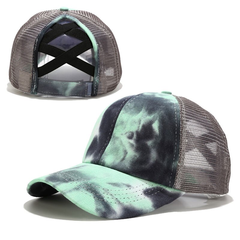 Gorra de béisbol con coleta para mujer, gorro de béisbol con estampado de coleta, Cierre trasero, malla transpirable, estilo Hip Hop,: Cross-Grey