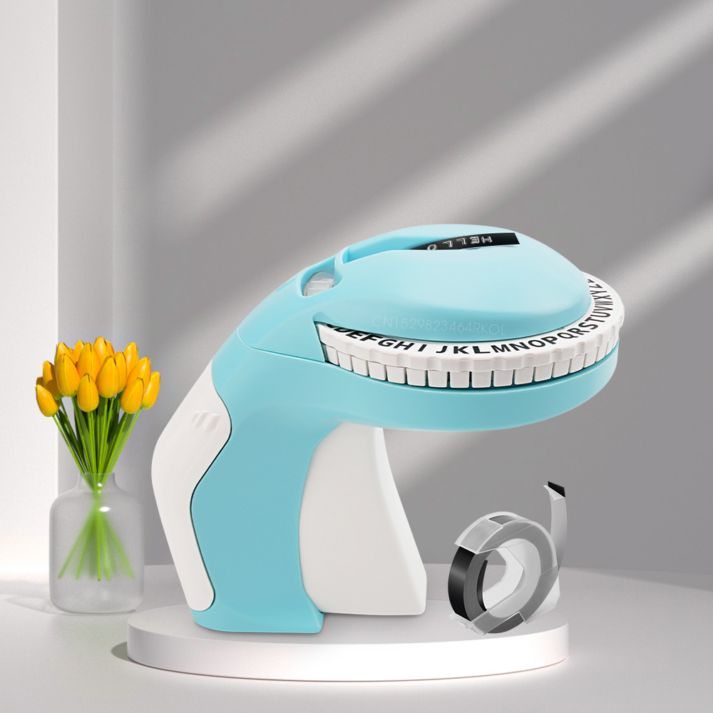 3D Embossing Label Printer B90 Manual Typewriter Handheld 3D Embossing Labeller Similar as Dymo 12965 Label Maker or 5PK Labels: black