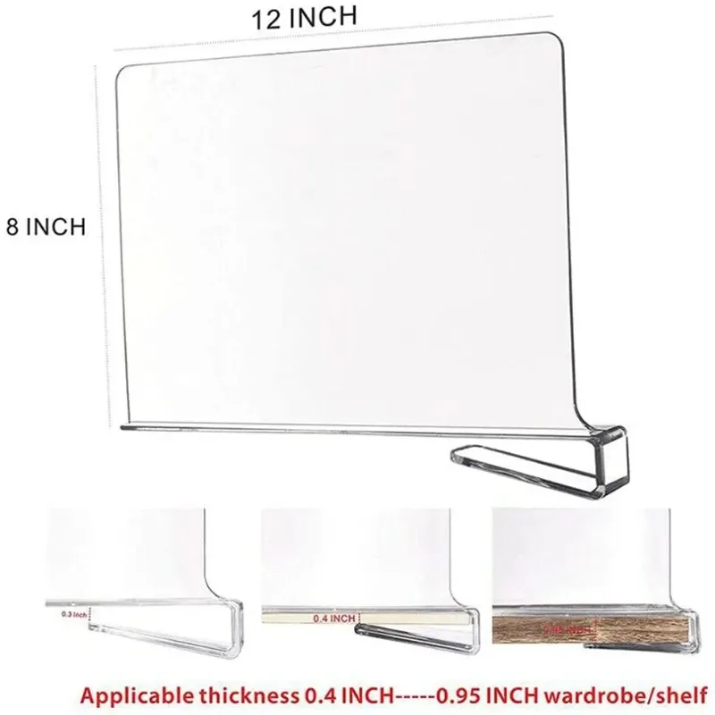 Acrylic Shelf Dividers Shelf divider for Closets with Wooden Shelves Shelf dividers for Closet Organization Closet Shelf Divider